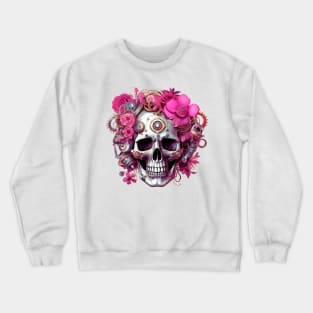 Pink Steampunk Skull Crewneck Sweatshirt